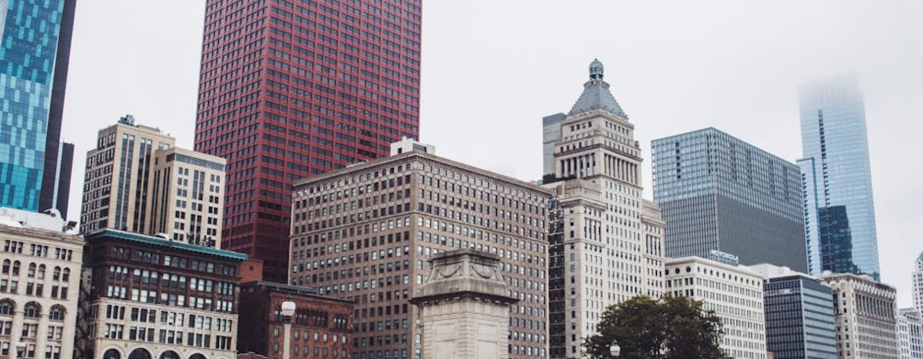 Chicago Loop skyline with historic and modern high-rise buildings - chicago loop apartments