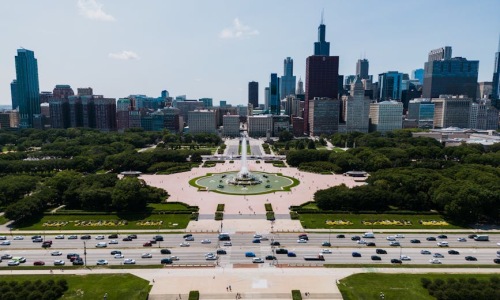 downtown Chicago apartment rentals skyline at sunset - downtown chicago apartment rentals