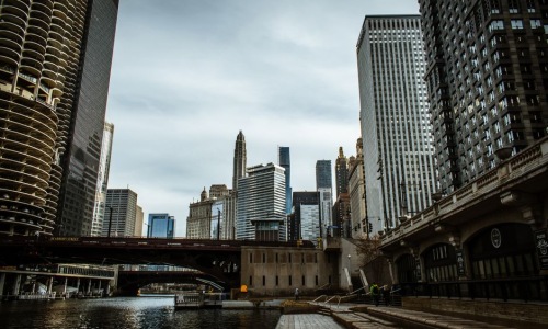 Elevated riverwalk apartment Chicago