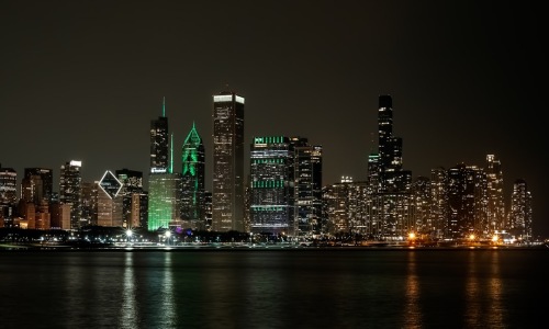 Chicago skyline at night canvas